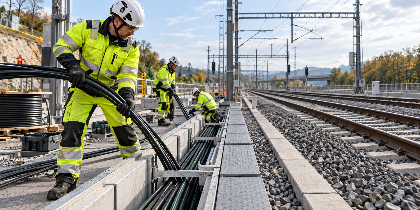 Kabelarbeiten an Bahninfrastruktur